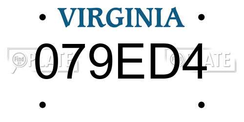 079ED4 Virginia License Plate