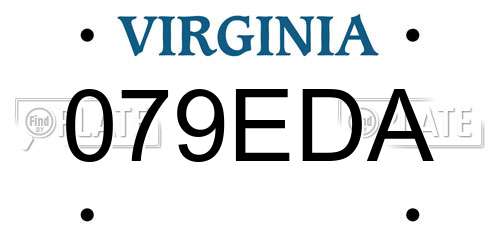 079EDA Virginia License Plate