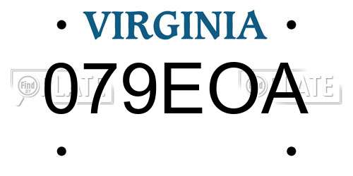 079EOA Virginia License Plate