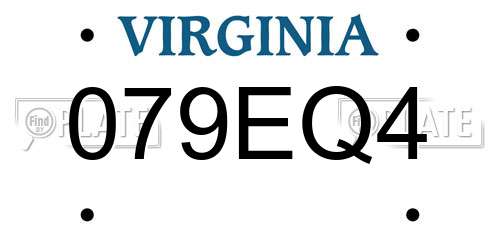 079EQ4 Virginia License Plate
