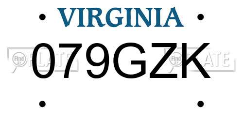 079GZK Virginia License Plate