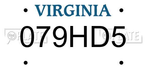 079HD5 Virginia License Plate