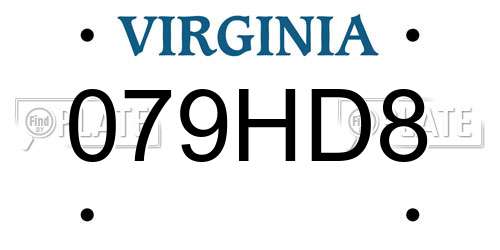 079HD8 Virginia License Plate