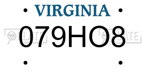 079HO8 Virginia License Plate