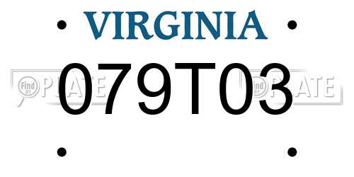 079T03 Virginia License Plate