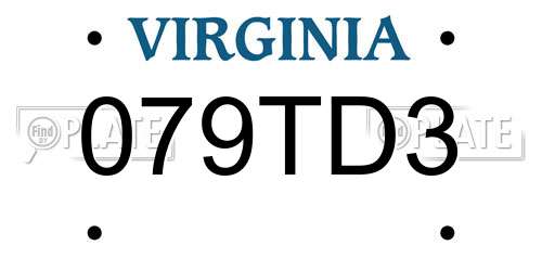 079TD3 Virginia License Plate