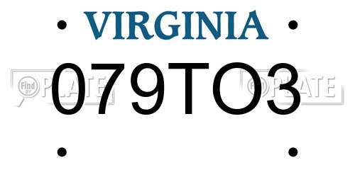 079TO3 Virginia License Plate