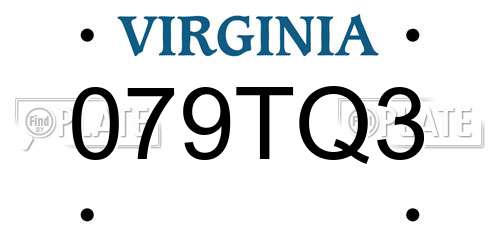 079TQ3 Virginia License Plate