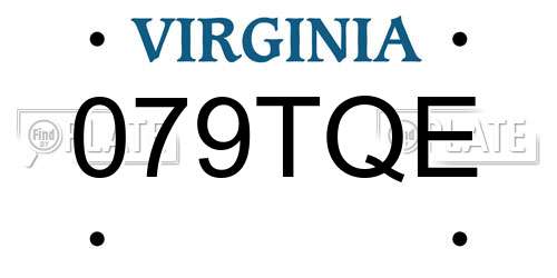 079TQE Virginia License Plate