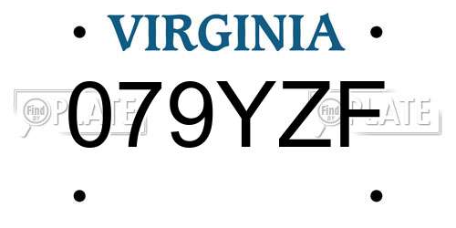 079YZF Virginia License Plate