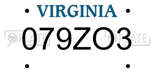 079ZO3 Virginia License Plate