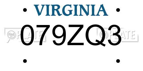079ZQ3 Virginia License Plate