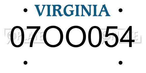 07OO054 Virginia License Plate