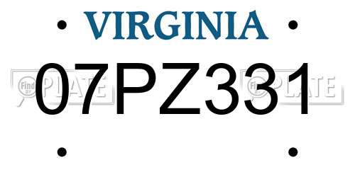 07PZ331 Virginia License Plate