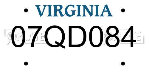 07QD084 Virginia License Plate