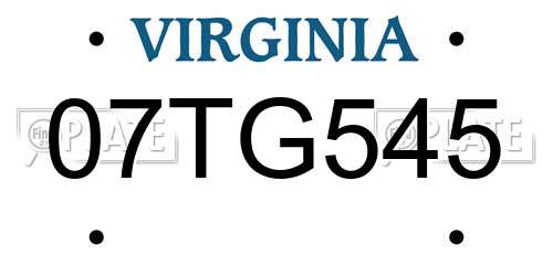 07TG545 Virginia License Plate