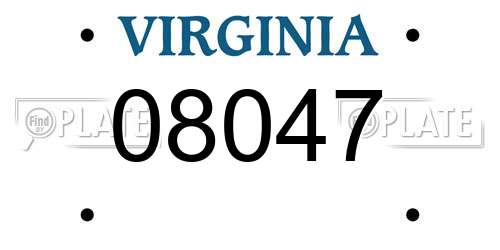 08047 Virginia License Plate
