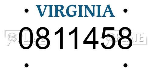 0811458 Virginia License Plate