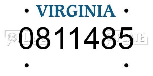 0811485 Virginia License Plate