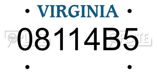 08114B5 Virginia License Plate