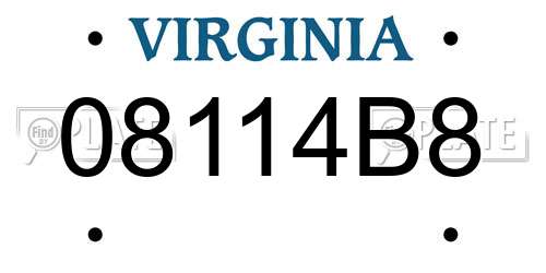 08114B8 Virginia License Plate