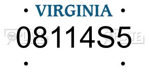 08114S5 Virginia License Plate