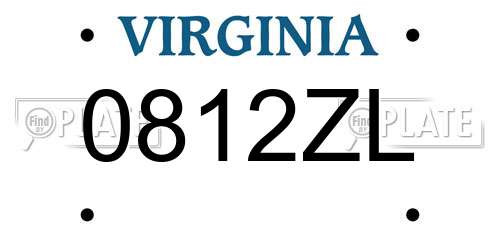 0812ZL Virginia License Plate