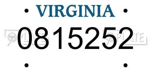 0815252 Virginia License Plate