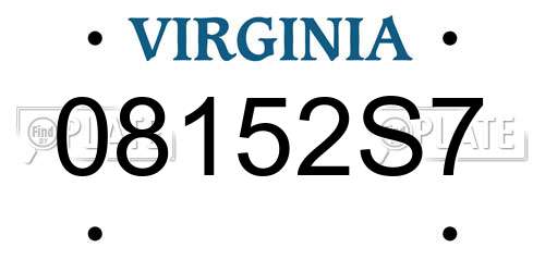 08152S7 Virginia License Plate