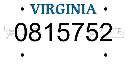 0815752 Virginia License Plate