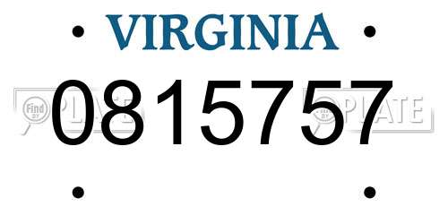 0815757 Virginia License Plate