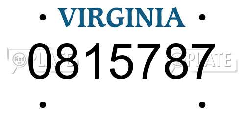 0815787 Virginia License Plate