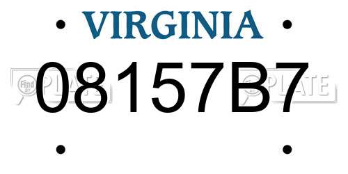 08157B7 Virginia License Plate