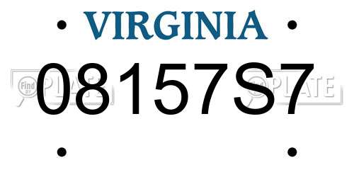 08157S7 Virginia License Plate