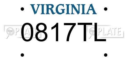 0817TL Virginia License Plate
