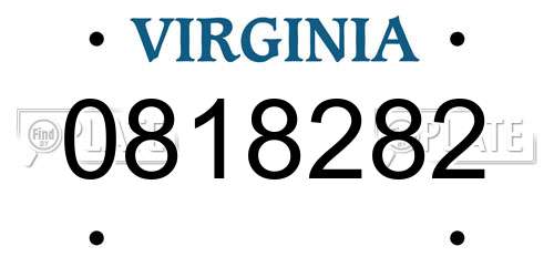 0818282 Virginia License Plate