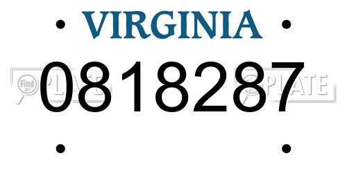 0818287 Virginia License Plate