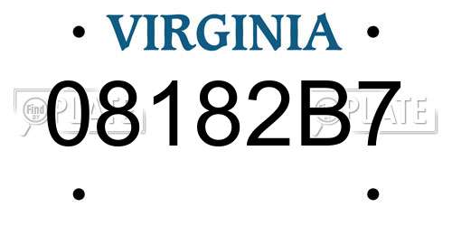 08182B7 Virginia License Plate