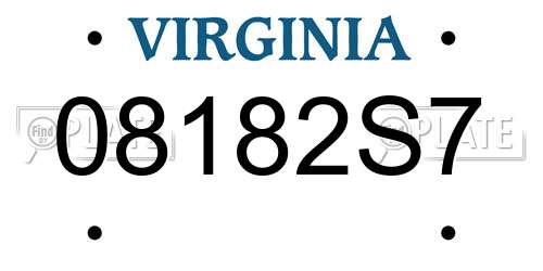 08182S7 Virginia License Plate