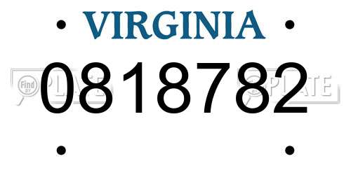 0818782 Virginia License Plate