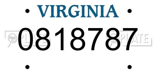 0818787 Virginia License Plate
