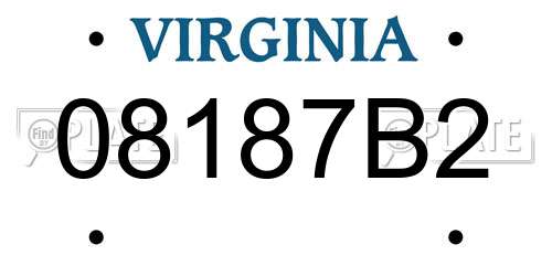 08187B2 Virginia License Plate