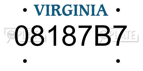 08187B7 Virginia License Plate