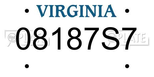 08187S7 Virginia License Plate