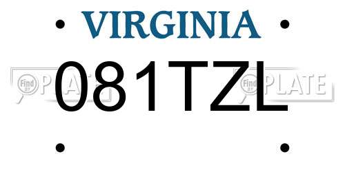 081TZL Virginia License Plate