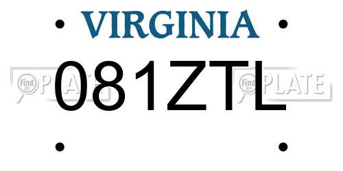 081ZTL Virginia License Plate