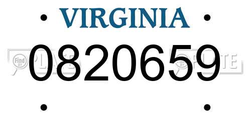 0820659 Virginia License Plate