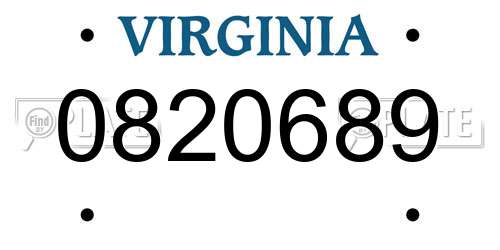 0820689 Virginia License Plate