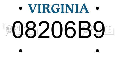 08206B9 Virginia License Plate