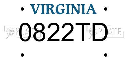0822TD Virginia License Plate